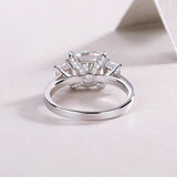 3 Stone 3ct Round Cut Full Moissanite Diamonds Rings for Women White Gold Plated Wedding Sterling Silver Jewellery