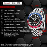 New Luxury Design Mechanical Watches Stainless Steel GMT Watch Top Brand Sapphire Glass Men Divers Wristwatch