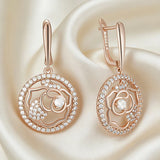 Pretty 14K Gold Filled Flower Shiny AAA Zircon Diamonds Dangle Earrings