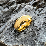 Sandblasted Gold Tone 6/8mm  Engagement Wedding Tungsten Ring for Men Women
