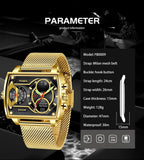 New Men Watch Gold Quartz Led Sport Waterproof Wrist Watch -  Fashion Military Digital Watches - The Jewellery Supermarket