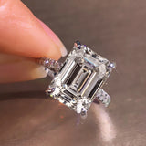Emerald/Radiant Cut Real Full Moissanite 8*10mm D Color Diamond 925 Sterling Silver Ring for Women Wedding Band