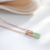 Glossy Square Design Filled 14K Rose Gold Mist Green AAA Zircon Necklace Pendant - Elegant Party  Jewellery