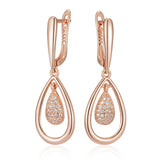 14K Gold Filled Vintage AAA White Zircon Water Drop Geometric Long Elegant Earrings