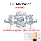 Sensational 3-Stones 6cttw Oval Cut Moissanite Wedding Engagement Ring Sterling Silver Fine Jewellery Rings With GRA