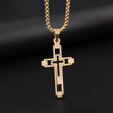 Gold Colour Fashion Cross Rosary Pendant Necklace - Jesus Bead Cross Religious Necklace Faith Amulet Jewellery - The Jewellery Supermarket