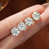 Solitaire Round D-Colour 0.1CT-3CT Moissanite Diamonds Unisex Stud Earrings