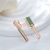 14 Karat Gold Filled Trendy Square Geometry Full Green AAA Zircon Diamonds Earrings
