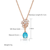 Gorgeous Shiny 14K Filled Rose Gold Blue AAA Zircon Crystals Pendant Necklace For Women - Fine Jewellery