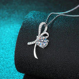 Bow-knot Sparkling White Gold Plated 1ct D Color Moissanite Diamond Necklace for Women - Fine  Jewellery - The Jewellery Supermarket