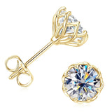 Flower Design D Colour 6mm/8mm Solitaire Moissanite Diamonds Unisex Stud Earrings