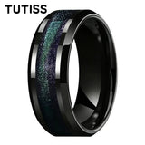 Various Flowing Sand/Green Grass Agate Inlay 8mm Tungsten Carbide Rings