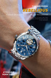 PLAYBOY Luxury Top Brand Fashion Automatic Mechanical Stainless Steel Waterproof Business Men's Watches for Men