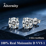 Classic D Colour VVS1 Moissanite Diamonds Stud Silver Earrings or Men and Women