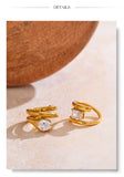 14K Gold Plated AAA Shiny Cubic Zirconia Diamond Snake Geometric Golden Ring