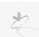 Butterfly Animal Sterling Silver Elegant Luxury AAAA Lab Created Diamonds Ring