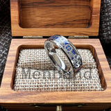 Gear Wheel Blue Carbon Fiber Inlay Unique 6/8mm Tungsten Carbide Wedding Rings