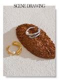 18k Gold Plated Stylish Unique Stainless Steel Pearls Geometric Open Chic Ring