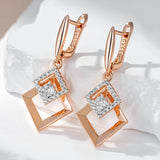 14K Rolled Gold New Fashion Shiny AAA Zircon Diamonds two tone Drop Earrings for Women