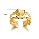 New in Stainless Steel Rings For Women Girls - Butterfly Heart Round 18K Gold Colour Minimalist Cute Oval Rings - The Jewellery Supermarket