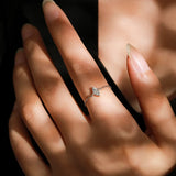 Water Drop Shape AAAA Lab Created Diamond Silver Link Chain Adjustable Rings