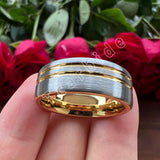 New Arrival Flat Band Grooved Classic 8MM Multicolor Tungsten Carbide Comfort Fit Engagement Wedding Rings For Men Women - The Jewellery Supermarket