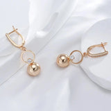 14K Gold Filled AAA Zircon Diamonds Setting Fashion Gold Colour Metal Ball Long Drop Earrings