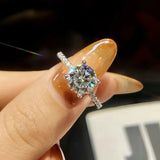 GRA Certified 1-3ct Moissanite Diamond D Colour Four Prong Ring, Real 925 Sterling Silver Fine Jewelry for Women