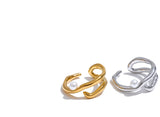 18k Gold Plated Stylish Unique Stainless Steel Pearls Geometric Open Chic Ring