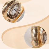 Awesome High-quality Luxury Snake Watch with Stainless Steel Bracelet Fashion Gold Ladies Waterproof Watches