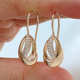 14K Gold Filled AAA Zircon Diamonds Unusual Glossy Long Drop Earrings Fine Jewellery