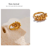 18K Gold Plated High Quality Stainless Steel Metal Layered Round Beads Charming Ring