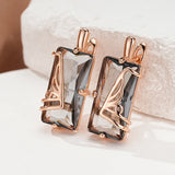 14 Karat Rolled Gold Grey AAA Zircon Crystal Unique Jewellery Women's Long Drop Earrings