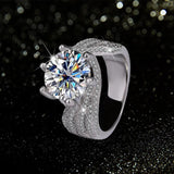 Luxury 3ct 5ct Sparkling Three Rows Moissanite Diamond Rings for Women 925 Silver Wedding Engagement Fine Jewellery