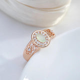 New Oval Cut Luxury AAA Zircon Emerald With 14K Rolled Rose Gold Flower Ring Ethnic Daily Jewellery