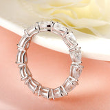 Terrific 3*5mm Pear Cut VVS1 D Colour Moissanite Diamonds Eternity Silver Ring
