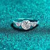 Pear Round Cut VVS1 D Colour 925 Sterling Silver White Gold Plated Moissanite Ring