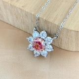 Lovely Total 4Ct Red Sunflower Moissanite Diamonds Necklace Ring Earrings Jewellery Set for Women for All occasions - The Jewellery Supermarket