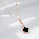 Charming Black Resin Women's Rolled 14K Rose Gold Pendant And Necklace - Fashion Jewellery