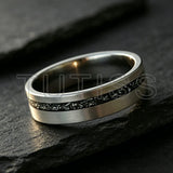 Black Meteorite Offset groove Brushed Finish 6/8mm Tungsten Carbide Couple Rings