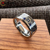Gear Wheel Blue Carbon Fiber Inlay Unique 6/8mm Tungsten Carbide Wedding Rings