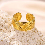 New In Stainless Steel 14K Gold Colour Rings For Women and Girls - Ideal Trendy Fashion Rings, Ideal Gifts - The Jewellery Supermarket
