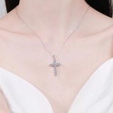 Stunning 18KWGP 3.3CT D Colour VVS1 Moissanite Diamonds Cross Necklace for Women - Luxury Silver Fine Jewellery - The Jewellery Supermarket