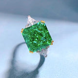 Amazing Crushed Ice High Quality AAAAA High Carbon Green Diamond Women's Fine Jewellery Party Anniversary Rings