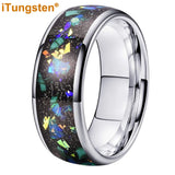 Opal Inlay Domed Polished 8mm Mens Womens Tungsten Engagement Wedding Rings