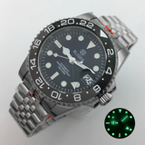 NH34 GMT Luminous Bezel Sapphire Glass Stainless Steel Bracelet Mechanical Watch