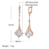 14K Rolled Gold Luxury White or Red AAA Zircon Crystals Long Drop Earrings