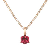 14K Gold Filled Cube Design AAA Zircon Crystal Red Stone Luxury Pendant And Necklace