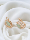 14K Gold Filled New Marquis Eye Fog Green AAA Zircon Crystal Hollow Geometric Earrings