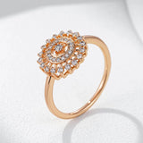 Awesome Crystal Flower Rolled 14K Rose Gold AAA Zircon Diamonds Trendy Rings - Daily Fine Vintage Jewellery